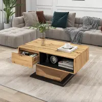 Rolipo Tavolino, effetto legno, cassetto senza maniglia, fronte-retro