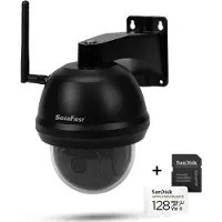SecuFirst Telecamera di sorveglianza all'aperto WLAN, 128 GB di memoria locale, sorveglianza telecamera IP PTZ Wifi all'aperto, 1080P, AI Motion Detector, allarme sirena.
