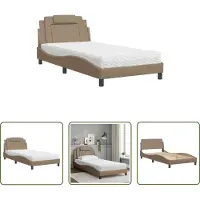 The Living Store Letto con materasso cappuccino-marrone 100x200 cm in ecopelle