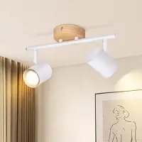 ZMH Faretto da soffitto a LED 2 fiamme plafoniera in legno vintage spot girevole GU10 spot per corridoio soggiorno camera da letto cucina senza lampadine