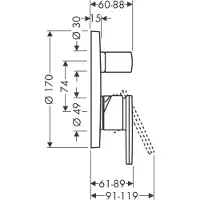 Hansgrohe AXOR Citterio Mitigeur monocommande de baignoire encastré, combinaison de fusibles intégrée, 39457820, 39457820