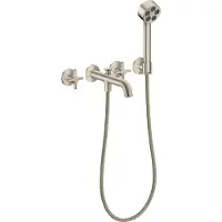 Axor hansgrohe One robinetterie de baignoire 3 trous encastrée pour montage mural, avec poignées croisillons et douchette à main, 48443820, 48443820