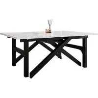 Mirjan 24 Tavolino e tavolo da pranzo Xena Bis, 2 in 1, struttura in acciaio (colore: nero / marmo bianco)