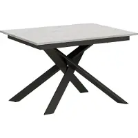 Itamoby - Tavolo allungabile 120/180x90 cm Ganty bianco spatolato - bordo in tinta telaio e gambe antracite