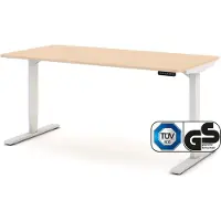 Assmann Scrivania elettrica regolabile in altezza Y-Line Curved Sand White, 120x70 cm, funzione memoria, doppio motore