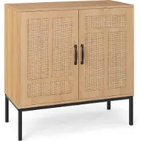Costway Credenza in rattan , mobile buffet boho, mobile buffet con 3 ripiani regolabili e 2 ante, natura