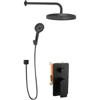 Kielle Vega - Set doccia con miscelatore da incasso, per 2 apparecchi, con accessori e corpo, nero opaco 20618SP44