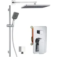 Kielle Vega - Set doccia con miscelatore da incasso, per 2 apparecchi, con accessori e corpo, cromato 20618SP10