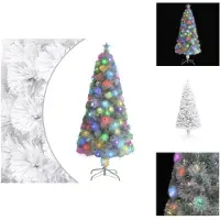 vidaXL Albero di Natale artificiale con illuminazione bianco 150cm in fibra di vetro - Alberi di Natale