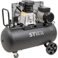 Stier Compressore LKT 880-10-90, 3000 W, pressione max. 10 bar, serbatoio da 90 litri, 81 kg, adatto per applicazioni con elevato fabbisogno d'aria, cambio pneumatici, lavori edili