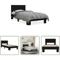 The Living Store Struttura letto nera 75x190 cm in legno e metallo