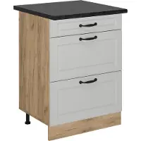 Vicco Mobiletto base per cucina R-Line Bianco rustico 60 cm con cassetti, PL Antracite, Model 54211
