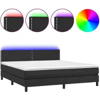 Syfax Giroletto a Molle con Materasso e LED Nero 180x200cm Pelle finta