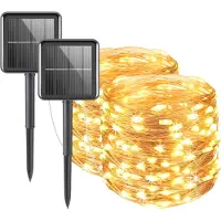 BRAINZAP 2 pezzi LED solare filo catena luminosa IP65 giardino esterno 22m bianco caldo festa Natale 200 LED