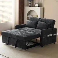 Merax Divano letto , divano letto pieghevole a 2 posti con funzione letto, schienale regolabile, porta di ricarica USB e porta cellulare, divano letto in ciniglia, divano, grigio