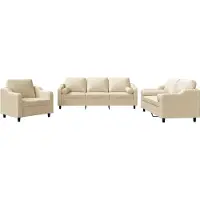 Syfax Set Divani 3 pz con Cuscini Crema in Tessuto