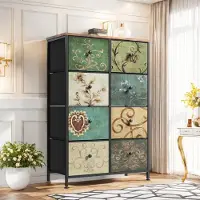 Fortuna Cassettiera Lai con 8 cassetti in tessuto, credenza per cucina, ufficio, corridoio, mobile TV
