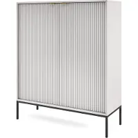 3Xeliving Cassettiera: 2 ante, grigio, nero, 104 x 125 x 39 cm, maniglie dorate