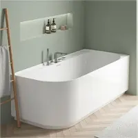 MOB-IN Vasca da bagno semi-autoportante in acrilico bianco 170cm - Angolo retto EQUINOXE
