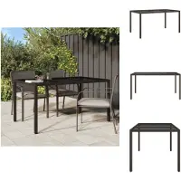 vidaXL Tavolo da giardino 150x90x75 cm Vetro temperato Poly rattan Brown - Tavoli da giardino