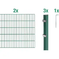 Alberts 653613 Recinzione a doppia rete metallica come set completo di 6 pezzi, verde, altezza 160 cm, lunghezza 4 m