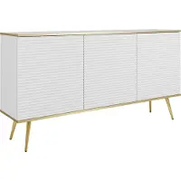 3Xeliving Credenza glamour bianca con gambe dorate, 160 x 85 x 39