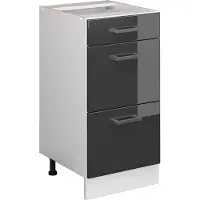 Vicco Mobiletto base per cucina R-Line Antracite lucido 40 cm con cassetti, senza piano di lavoro, Model 37731