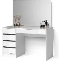Livinity Tavolo da toeletta Imola Bianco 120 cm con specchio, Model 52321