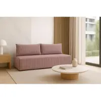 Sofello Divano LUNO con funzione letto rosa - Divano moderno in velluto a coste per il vostro salotto, zona notte: 204×144 cm