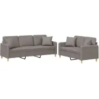 Syfax Set Divani 2 pz con Cuscini Tortora in Tessuto