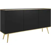 Furnlux Classic FURNLUX Credenza Oro Black Und Gold 160cm / Hauptfarbe: Schwarz / Dimensioni: 160 x 39 x 85 cm
