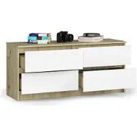 BDW Cassettiera, 4 cassetti, molto spazio, armadio, Sonoma Artisan - Bianco
