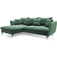Furnlux Classic FURNLUX Divano ad angolo Glam Verde e Nero e Oro 258cm / Colore principale: Verde / Dimensioni: 258 x 91 x 167 cm