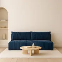 Sofello Divano LUNO con funzione letto blu - Divano moderno in velluto a coste per il vostro salotto, zona notte: 204×144 cm