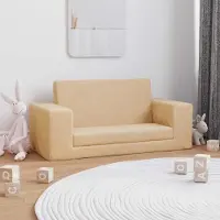 Prolenta Maison Exclusive - Divano letto per bambini, 2 posti, color crema, in morbido peluche