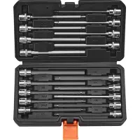 StarTech.com Set di chiavi a bussola esagonali extra lunghe - 18 pezzi - Attacco quadrato da 9,5 mm - SAE 3,2–9,5 mm e metrico 3–12 mm - Acciaio legato S2 e acciaio Cr-V - Con valigetta di conservazione
