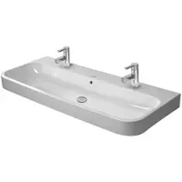 Duravit Lavabo per mobili HAPPY D.2 con sfioratore, foro per rubinetto, 1200 x 505 mm, 2 fori per rubinetto bianco