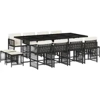 vidaXL set da pranzo da giardino da 13 pezzi con cuscini in polirattan nero