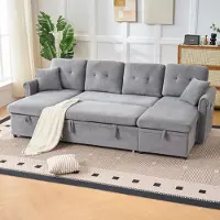 Youjia Divano angolare reclinabile con funzione letto e contenitore, ampio divano letto con spazio extra per riporre oggetti, comodo divano in chenille ideale per il soggiorno o la stanza degli ospiti
