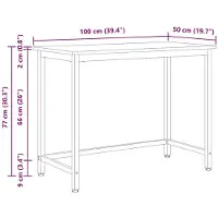 vidaXL Tavolo bianco 100 x 50 x 77 cm Ingegneri Legno e acciaio