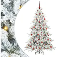 vidaXL Albero di Natale artificiale pieghevole bianco 180 cm in PVC e acciaio