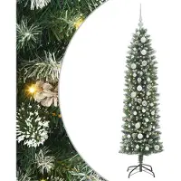 vidaXL Albero di Natale artificiale sottile verde e bianco 150 cm