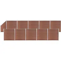 The Living Store Set di recinzioni in WPC 10 quadrotti + 1 pendenza 1830x186 cm Marrone