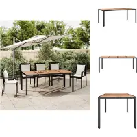 vidaXL Tavolo da giardino con piano in legno in poly rattan nero e legno di acacia - Tavoli da giardino