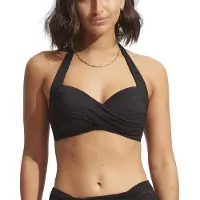 Seafolly Women's Collective Twist Soft Cup Halter Parte superiore bikini Donna (34, nero)