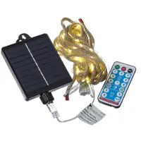 MARELIDA Luci solari a LED in corda di iuta - 200 LED bianchi caldi - L: 10 m - 8 funzioni/USB - telecomando