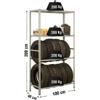 Simonauto Scaffale Metallico Garage Plus 4/400 2000x1000x400 Mm