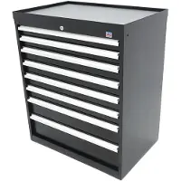 HBM Armadio portautensili professionale 8 cassetti 88 x 58 x 100 cm nero