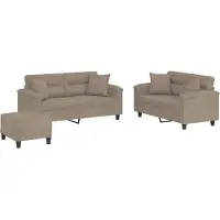 vidaXL Set divano 3 pezzi con cuscini Tessuto in microfibra taupe