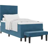 vidaXL Letto boxspring con testiera, blu scuro, 200 x 90 cm, velluto